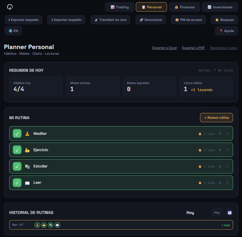 Captura del módulo Personal en la app Bitácora